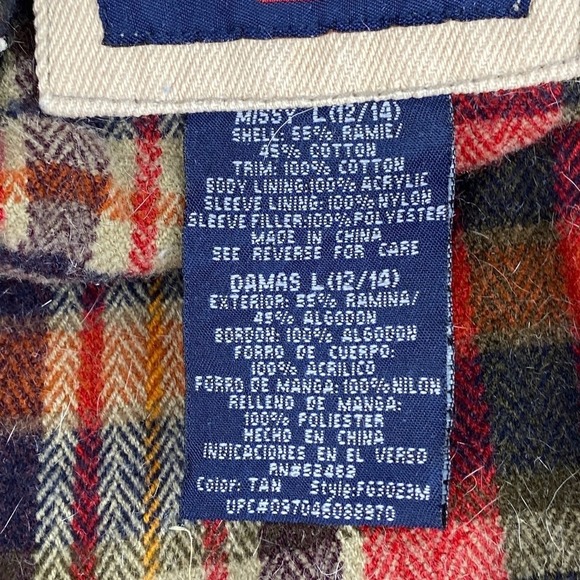 Faded Glory Womens Chore Coat Large Corduroy Collar Plaid Canvas Barn Jacket. - Picture 7 of 9